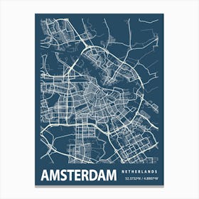 Amsterdam Blueprint City Map 1 Canvas Print