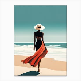 Illustration of an African American woman at the beach 112 Canvas Print