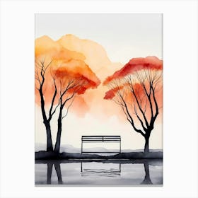 Watercolor Of A Bench Canvas Print