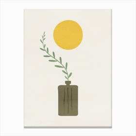 Minimalist Sun and Plant in Vase Canvas Print