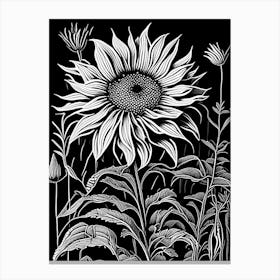 Desert Sunflower Wildflower Linocut Canvas Print