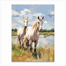 Horses Painting In Carmargue, France 2 Canvas Print