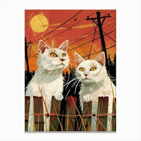 Two White Cats At Sunset Canvas Print