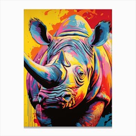 Rhino Pop Art Yellow Blue Pink 8 Canvas Print