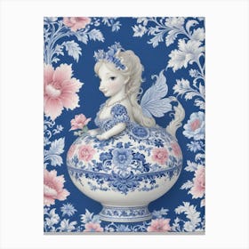 Fairy In A Blue Vase Canvas Print