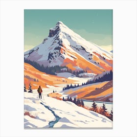 Vintage Winter Travel Illustration Snowdonia National Park United Kingdom 1 Canvas Print