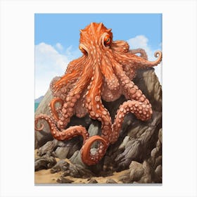 Giant Pacific Octopus Illustration 7 Canvas Print