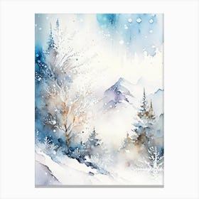 Snowflakes In The Mountains, Snowflakes, Storybook Watercolours 2 Canvas Print