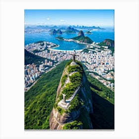 Aerial View Of Rio De Janeiro Capturing Cristo Redentor Christ The Redeemer Statue On Corcovado Mo (1) Canvas Print