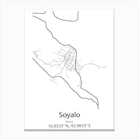 Soyalo,Mexico Minimalist Map Canvas Print