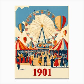 Aihrgdesign A Nostalgic Poster Of A 1901 Fairground With A Fe 175c30fc 4de8 4f74 95ae 83af8aee6ec5 2 Canvas Print