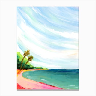 Tropical Palm Trees And Beach Landscape Canvas Print