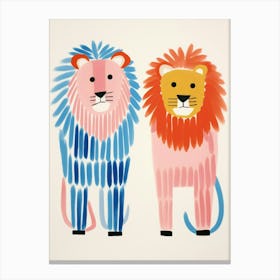Colourful Kids Animal Art Lion 9 Canvas Print
