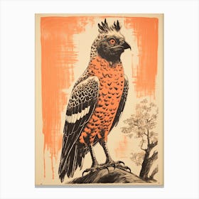 Harpy Eagle, Woodblock Animal Drawing 4 Canvas Print