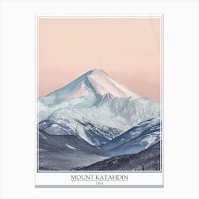 Mount Katahdin Usa Color Line Drawing 1 Poster Canvas Print