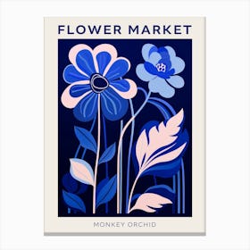 Blue Flower Market Poster Monkey Orchid 3 Canvas Print