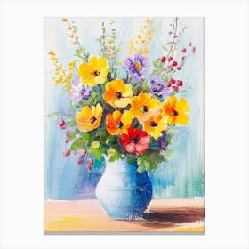 Drawing Flowers In A Vase, Oil Watercolor Abstract Painting Leinwandbilder