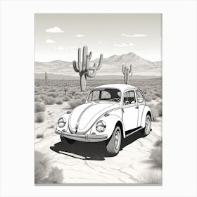 Volkswagen Beetle Desert Drawing 8 Canvas Print