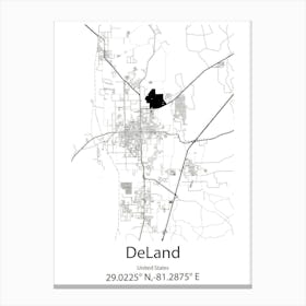 Deland,United States Minimalist Map Canvas Print