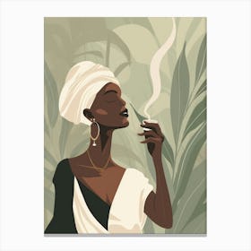 African Woman Smoking A Cigarette Canvas Print