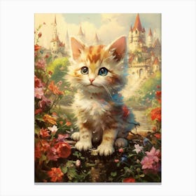 Cute Fantasy Vintage Kitten Kitsch 1 Canvas Print