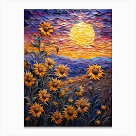 Sunflowers At Sunset Canvas Print