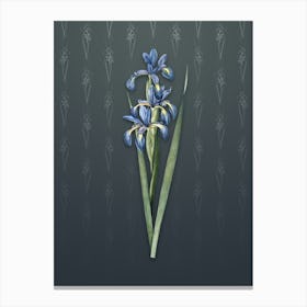 Vintage Blue Iris Botanical on Slate Gray Pattern n.2146 Canvas Print