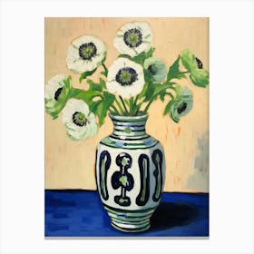 Flowers In A Vase Still Life Painting Anemone 1 Canvas Print