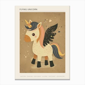 Unicorn Pegasus With Wings Cute Kids Muted Pastel 1 Poster Canvas Print
