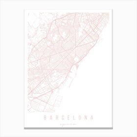 Barcelona Spain Light Pink Minimal Street Map Canvas Print