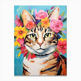 American Bobtail Cat With A Flower Crown Painting Matisse Style 3 Canvas Print