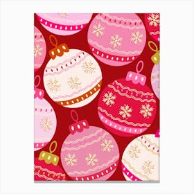 Pink Christmas Baubles Canvas Print