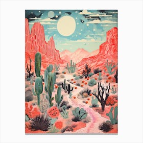 Desert Botanical Gardens Abstract Riso Style 1 Canvas Print