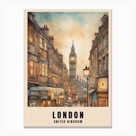 London Travel Poster Vintage United Kingdom Painting (27) Canvas Print