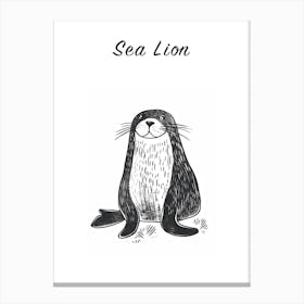 B&W Sea Lion Poster Canvas Print