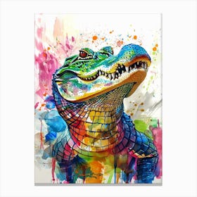Alligator Colourful Watercolour 3 Canvas Print