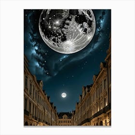 Moon Over The City Canvas Print