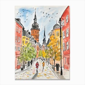 Stockholm, Dreamy Storybook Illustration 1 Canvas Print