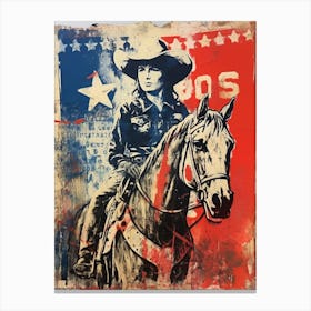 Expressionism Cowgirl Red And Blue 9 Canvas Print