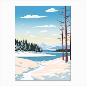 Retro Winter Illustration Big Bear Lake California 1 Canvas Print