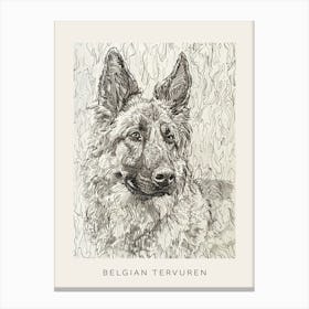 Belgian Tervuren Dog Line Sketch 4 Poster Canvas Print