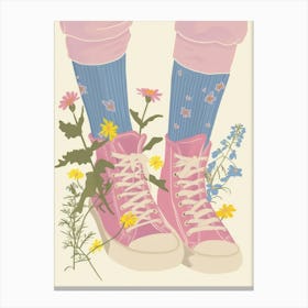 Illustration Pink Sneakers And Flowers 5 Canvas Print