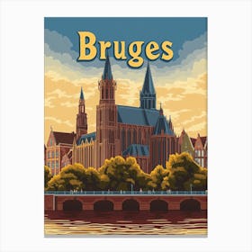 Aihrgdesign A Retro Travel Poster For Bruges Featuring The Ba 46d1750f 77b2 42fd 8c27 Db6b37df1d74 1 Canvas Print