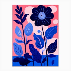 Blue Flower Illustration Gerbera Daisy 3 Canvas Print