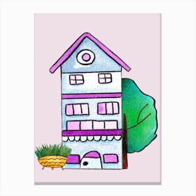 Blue And Purple House Canvas Print