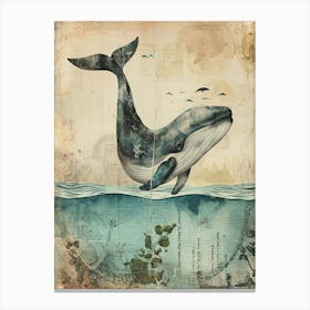 Kitsch Retro Whale Collage 4 Canvas Print