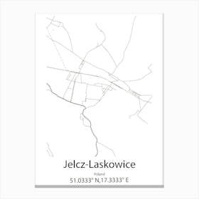 Jelcz Laskowice,Poland Minimalist Map Canvas Print