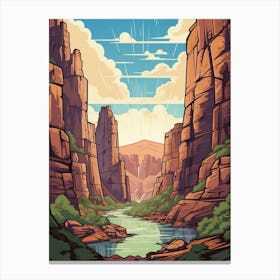 Zion Narrows Usa 2 Vintage Travel Illustration Canvas Print