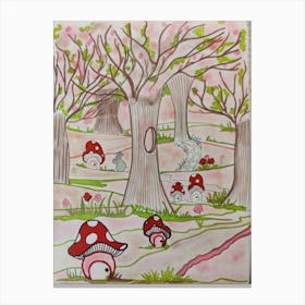 Blossom and toadstools Canvas Print