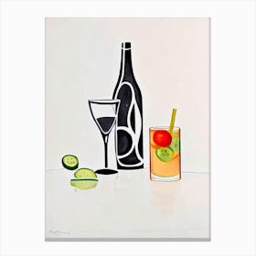 Cucumber Collins Picasso Line Drawing Cocktail Poster Canvas Print